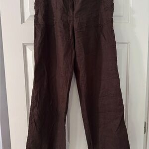 Madison Brown Wide-Leg Linen Pants
